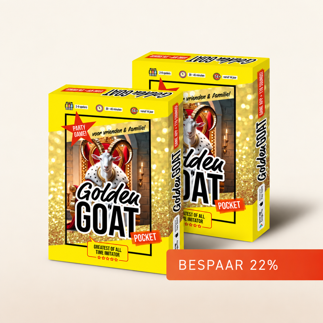 2 stuks | Golden GOAT Pocket - 52 Sounds - NL Partygame