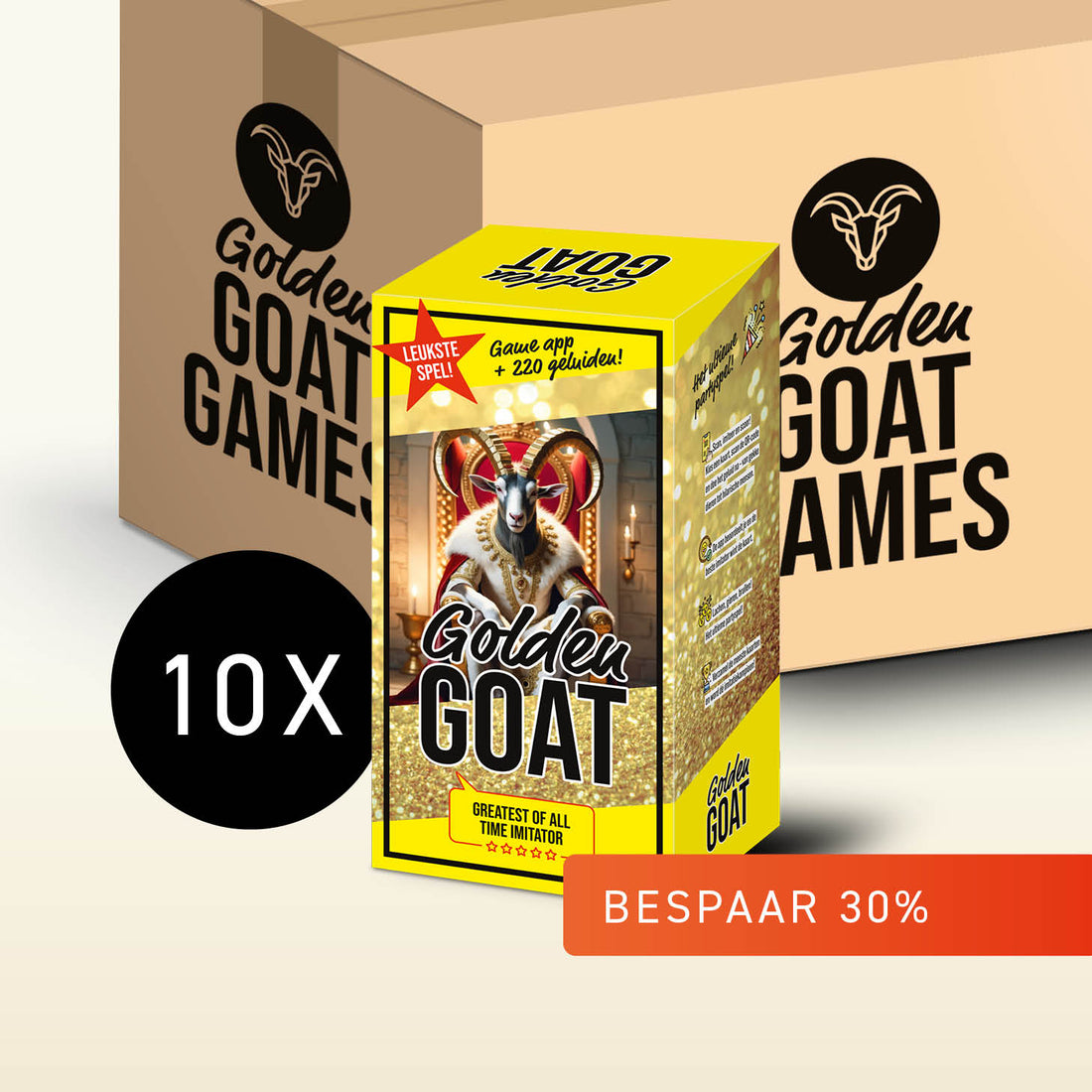 10 stuks | Golden GOAT – NL Partygame (Pre-Sale prijs tot 21 november)
